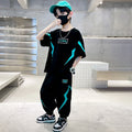 Boys' summer outfit set: short-sleeve top & shorts - trendy  style, lightweight kids' activewear, street style