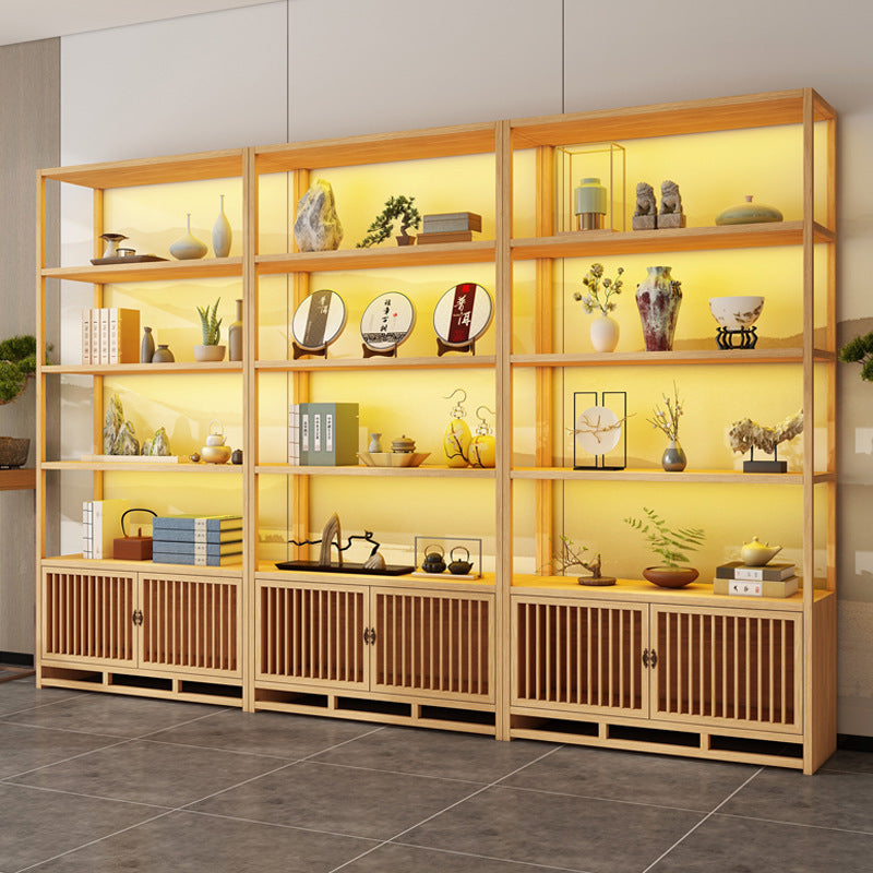 Solid wood tea cabinet Zisha pot display cabinet Product storage shelf Entrance ornament cabinet Chinese retro porcelain display cabinet