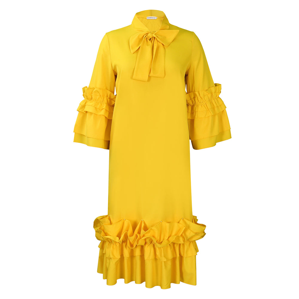 D488   summer/autumn new fashion casual ruffle bell sleeve plus size export dress