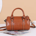 Genuine leather handbag women's 2025 new trendy oil wax cowhide crossbody bag women's bag classic texture boston pillow bag