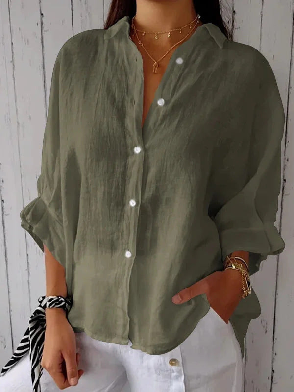 2024 european and american amazon spring collection: european and american cotton linen tie-back design shirt - fashionable long sleeve, light luxury