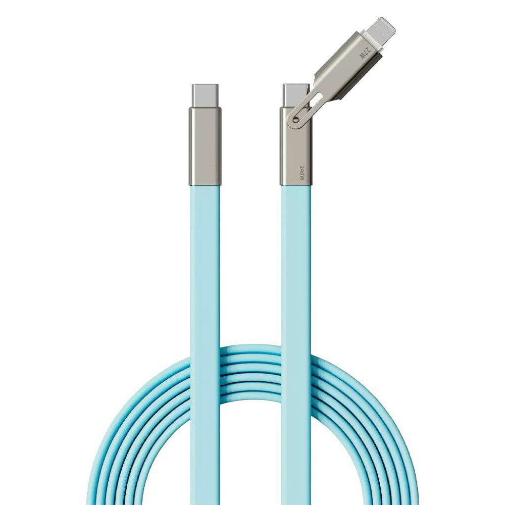240w silicone 2-in-1 flat cable super fast charging data cable, compatible with apple 17 and huawei mobile phones