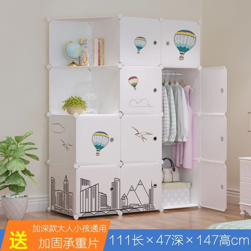Simple wardrobe for home bedroom cabinet rental house simple folding assembly dormitory reinforced baby kids wardrobe cupboard