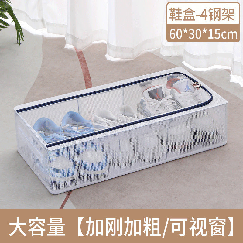 Bed sole transparent shoe box storage multi-functional dustproof transparent shoe cabinet household space saving foldable removable shoe rack