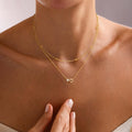 European and american amazon stylish initial heart letter necklace pendant double layer clavicle girls holiday jewelry gift