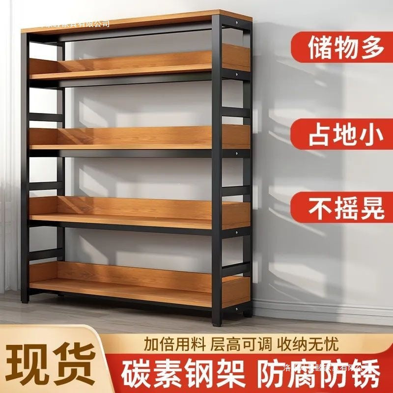 Floor-standing storage rack, bookshelf, simple for home bookcase, iron storage shelf, multi-layer casual storage shelf