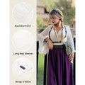 Amazon fashion pure desire v neck bell sleeve shirt  spring new style wrapped casual ruffle tops