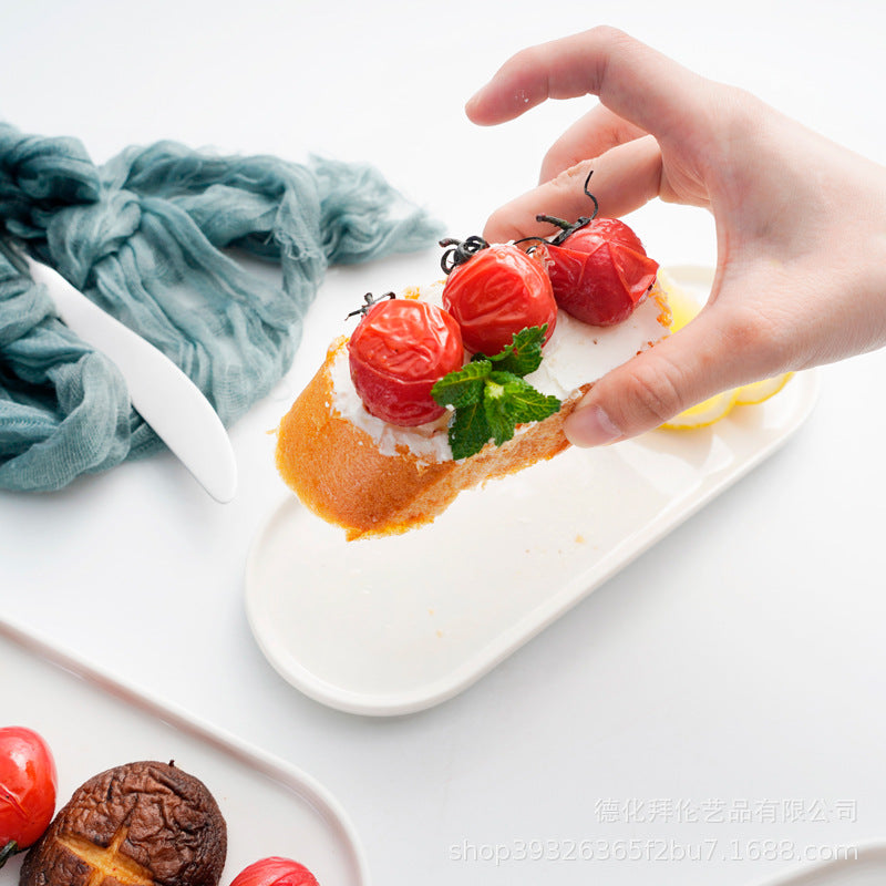 Modern minimalist pure white ceramic square plate - restaurant dessert plate, pastry plate, creative art style plating - direct from the manufacturer