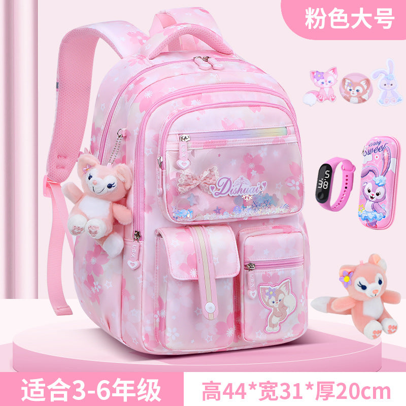 Girls' school backpack - new 2026 model for grades 1-6 - lightweight, ergonomic, and spine-protecting backpack for elementary school students