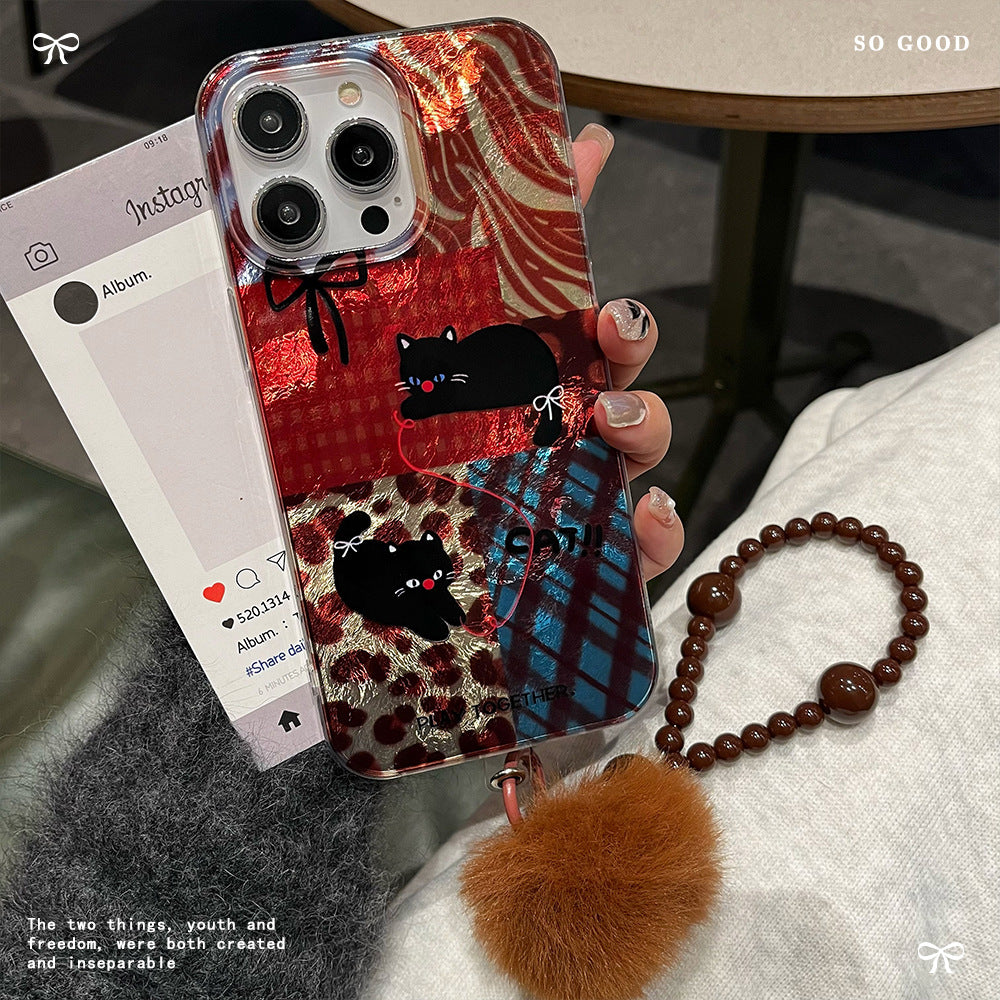 Swirl shell suitable for apple 16promax cute cat mobile phone case iphone13 anti-fall protective cover 15