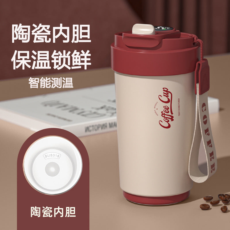 Wholesale 316 retro smart coffee mug - ceramic liner, insulated hot & cold water bottle, portable car cup, personalized engraving available