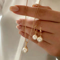 Pearl necklace and earring set wholesale - european and american cross-border jewelry - alloy, light luxury, niche, high-end, autumn/winter sweater necklace
