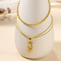 European and american cross-border statement jewelry fashion rose flower pendant high-end beaded chain women's double layer necklace jewelry wholesale