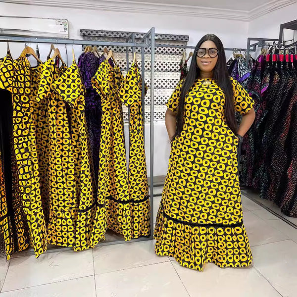 S10722 European and American, sexy printed large skirt loose strap pullover large size dress