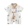 Baby summer onesie thin style baby chinese style ink painting bag butt clothes infant summer clothes han dynasty