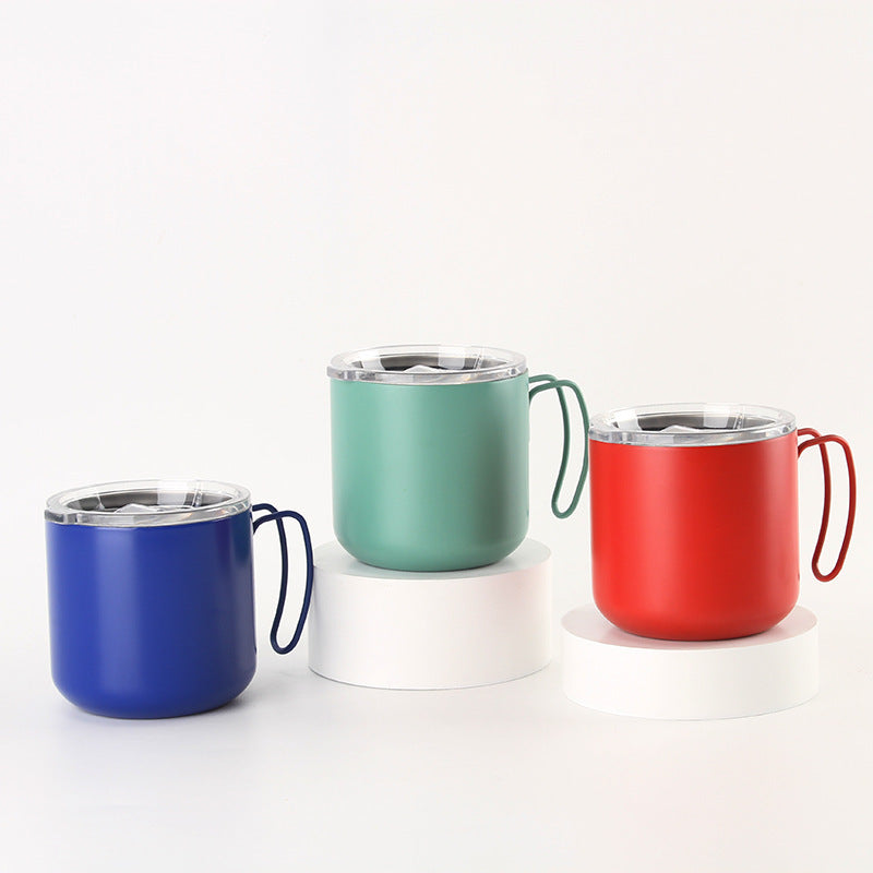 12oz stainless steel coffee mug with handle, double-walled business insulated tumbler, vacuum insulated mug, 304 stainless steel