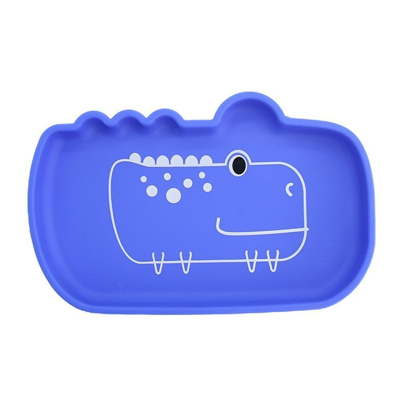 Cross-border children's silicone dinner plate baby partition plate complementary food bowl suction cup anti-drop animal shape silicone tableware