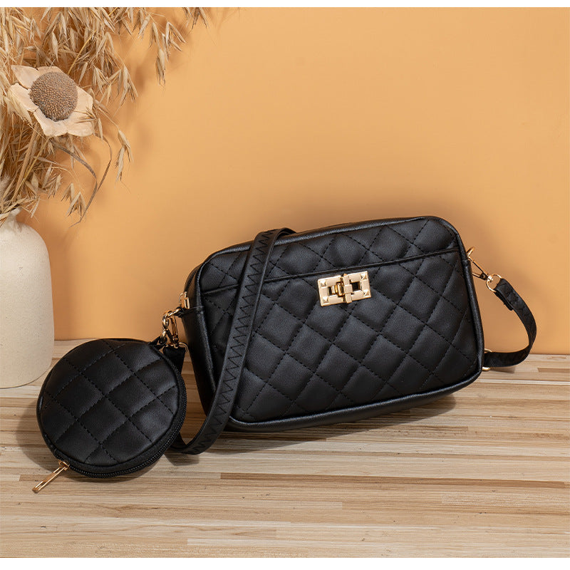 Xiaoxiangfeng bag two-piece set 2023 new diamond messenger bag women's storage bag simple large-capacity cosmetic bag