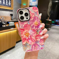 Metal frame suitable for apple 15 mobile phone case iphone17pro blu-ray glue rainbow oil painting flower bracelet