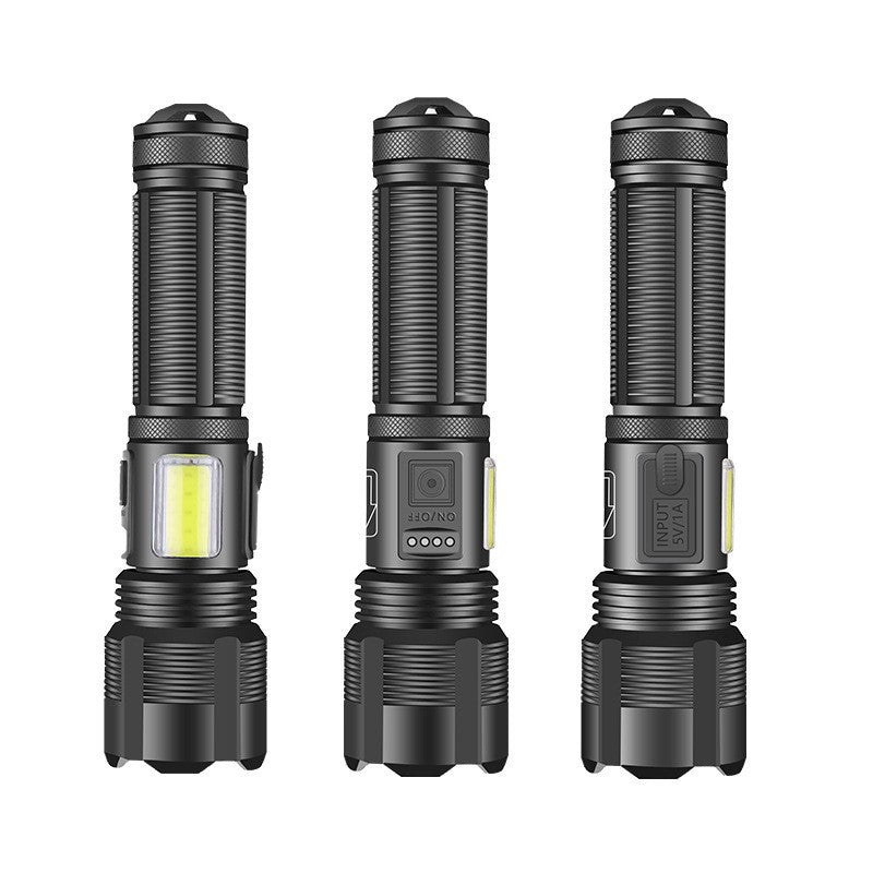 Cross-border XHP50 flashlight zoom power display flashlight USB charging strong light flashlight HXP70 flashlight