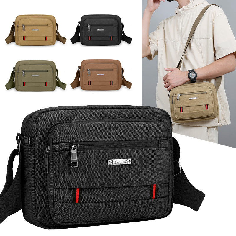 Foreign trade new men's shoulder bag business multi-layer simple texture canvas bag large capacity lightweight trendy messenger bag