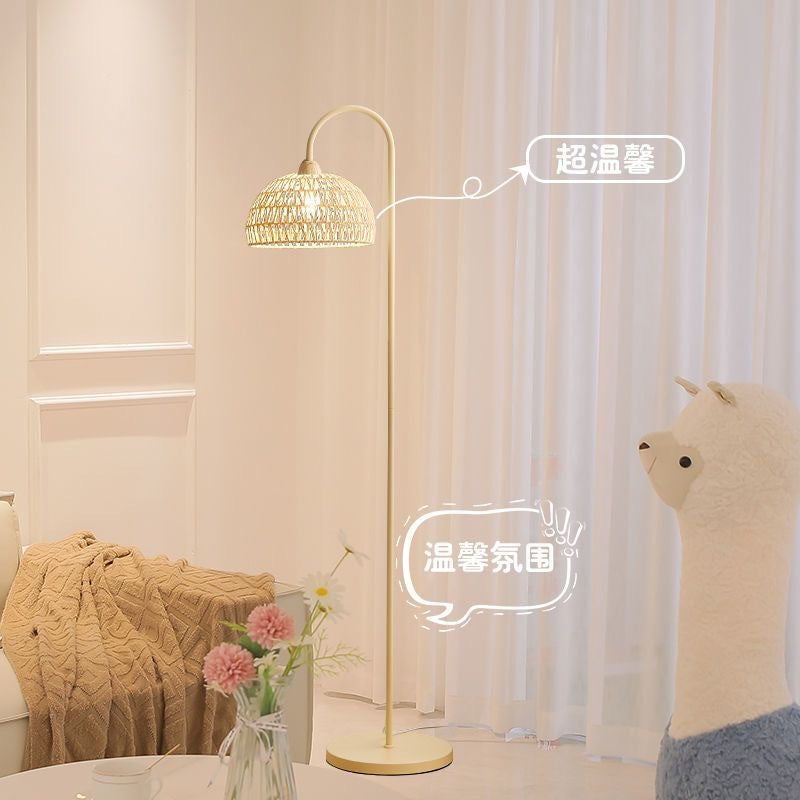Rattan french cream style floor lamp living room sofa side atmosphere bedroom bedside vertical table lamp popularb&b style