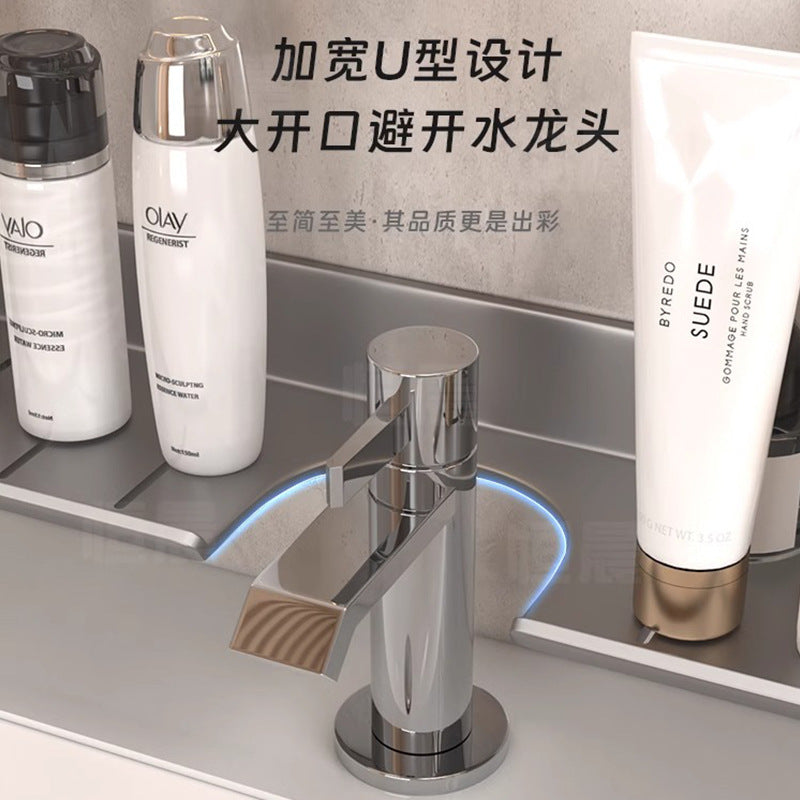 Bathroom vanity mirror front shelf, toilet faucet sink bathroom storage rack, drill-free installation