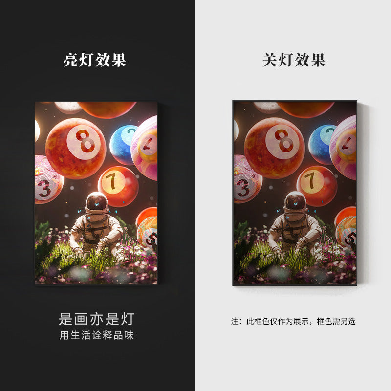 Trend billiard room luminous decorative painting imitation abyss mirror cyberpunk astronaut hanging painting billiard hall luminous lamp painting