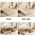 Cream style shell leather bed accessible luxury modern casual 1.8m double bed master bedroom classyelegant soft-packed wedding bed