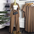 European and american cross-border women's clothing  summer new arrival: casual turn-down collar loose-fit short sleeve shirt and wide-leg pants fashion set