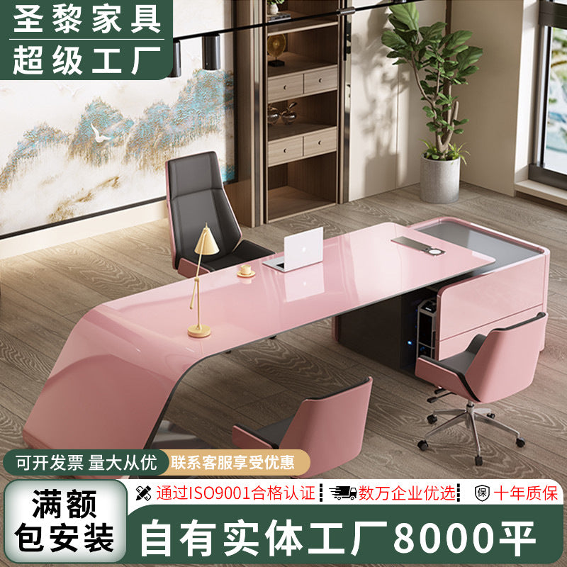 Painted office desk fashioncasual women's boss desk pink classy manager desk creative office table and chair combination