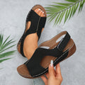 Plus size wedge sandals women's 2026 summer sandals cross-border export new thick-soled wedge peep-toe sandals