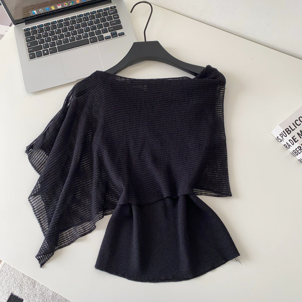 Korean style commute-inspired patchwork knit camisole - women's summer outerwear, slim fit, high-end, soft & elegant top