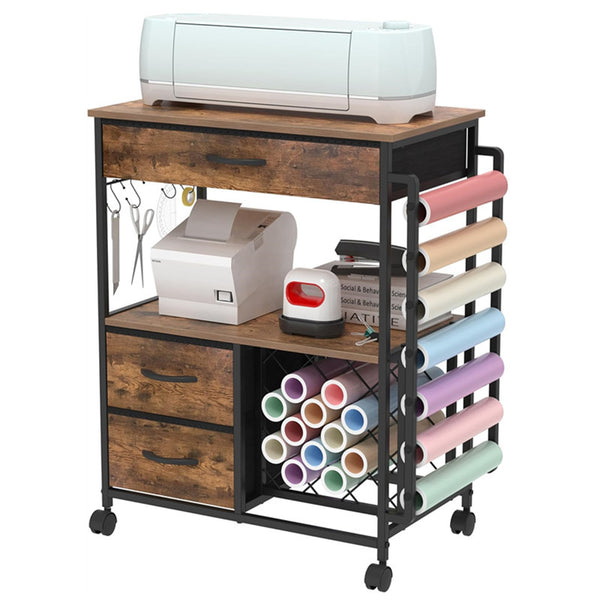 Cross-Border Cricut Machine Compatible Storage Cart Holder Cutter Holder with Drawer and Vinyl Roller Holder