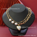 Faux pearl long drawstring necklace, baroque style necklace, 3-in-1 unique pearl necklace, simple choker
