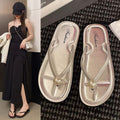 Pearl flip-flops french summer 2025 fashion outwear new beach anti-skid slippers flats sandals wholesale