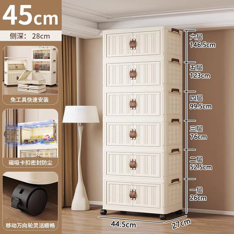 Folding cabinet double door storage cabinet large capacity bedroom baby wardrobe plastic installation-free floor-standing cabinet one piece minimum