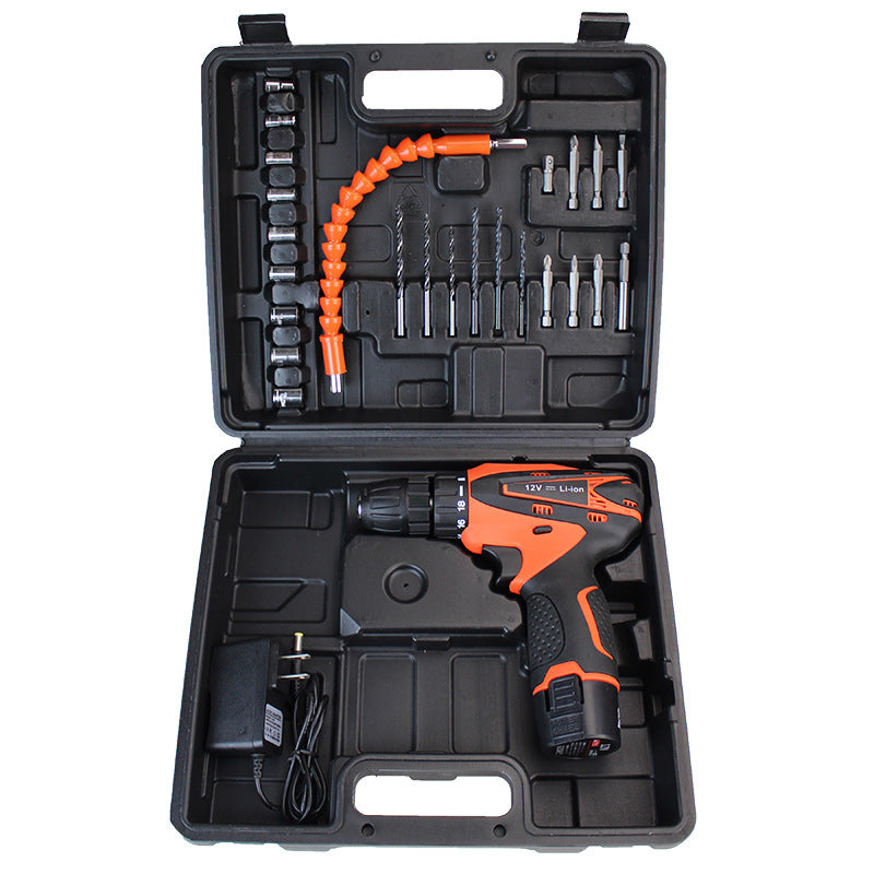 Multifunctional household hand drill repair tool set Lithium electric screwdriver toolbox set 26 pieces 024-3