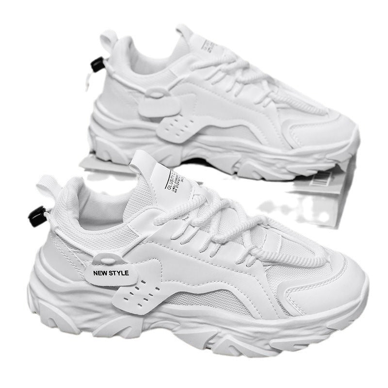Men's winter breathable 2025 new casual black sneakers mesh thick sole height increasing dad work safety shoes