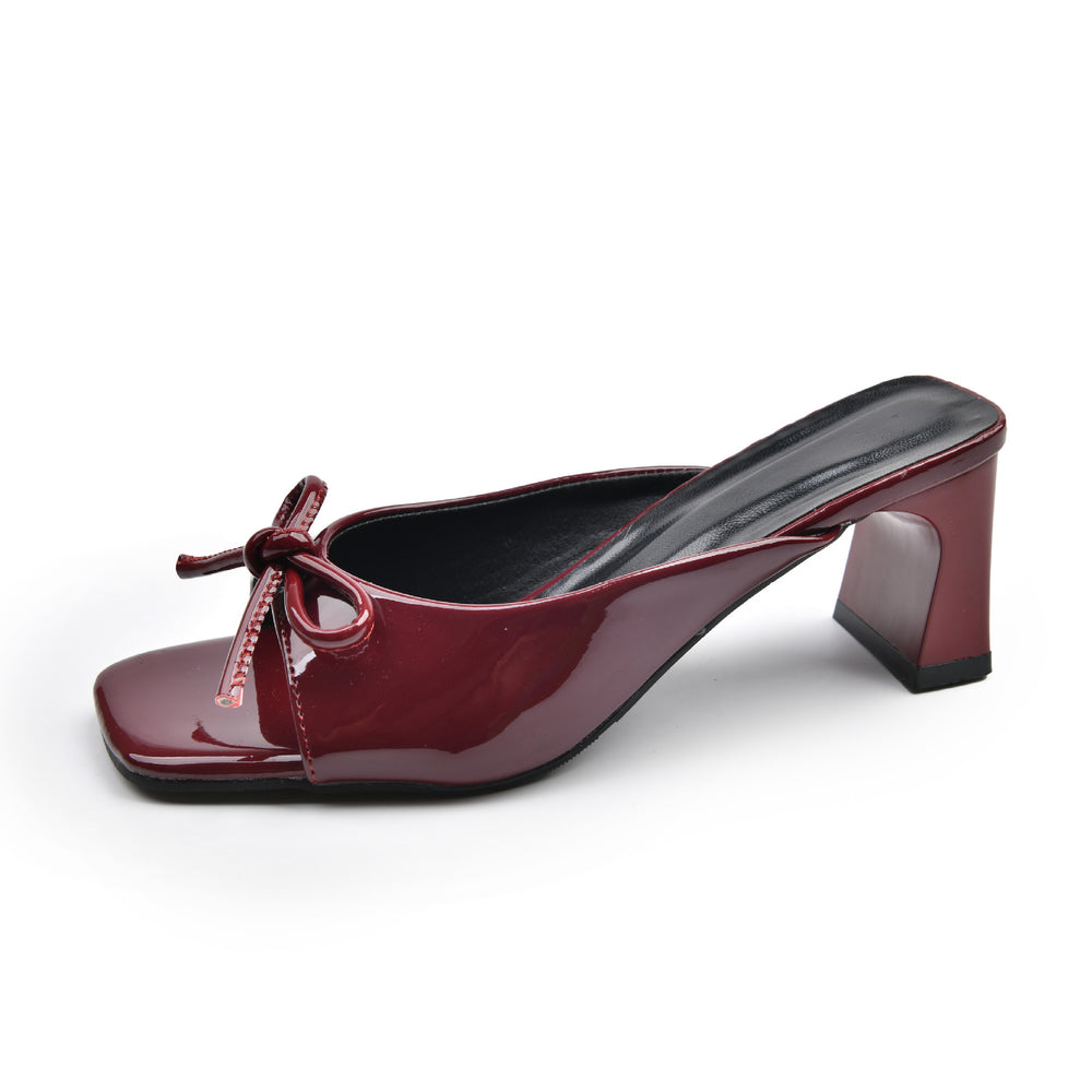 French bow chunky heel sandals - women's summer 2025 new collection - plus size open toe heels for export