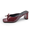 French bow chunky heel sandals - women's summer 2025 new collection - plus size open toe heels for export