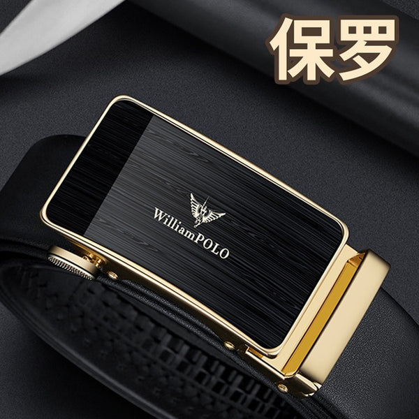 Paul Belt Men's Leather Belt Premium Sense Automatic Buckle Belt Men's Business Casual Pure Cowhide Belt Men's