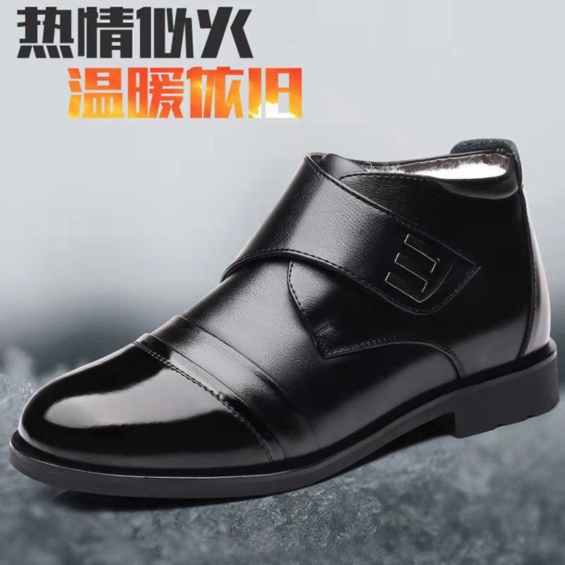 【factory direct】genuine leather men's winter cotton shoes, fleece-lined casual cowhide snow boots, thickened wool high-top leather shoes