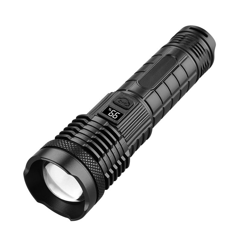 Cross-border new white laser flashlight Type-C rechargeable outdoor built-in battery smart electric display strong light flashlight
