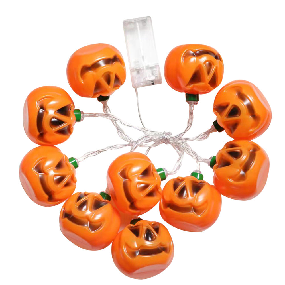 Cross-border LED Halloween blow-molded pumpkin head decorative light string party arrangement horror ghost festival battery box LED lanterns