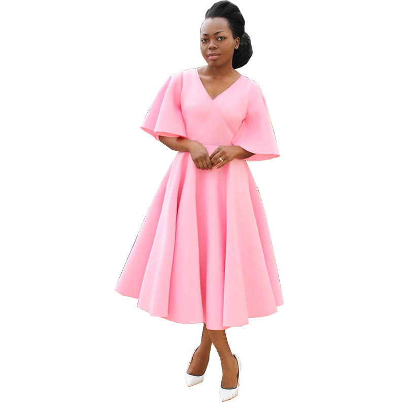 African cross-border  new european and american style elegant commute solid color loose fit dress