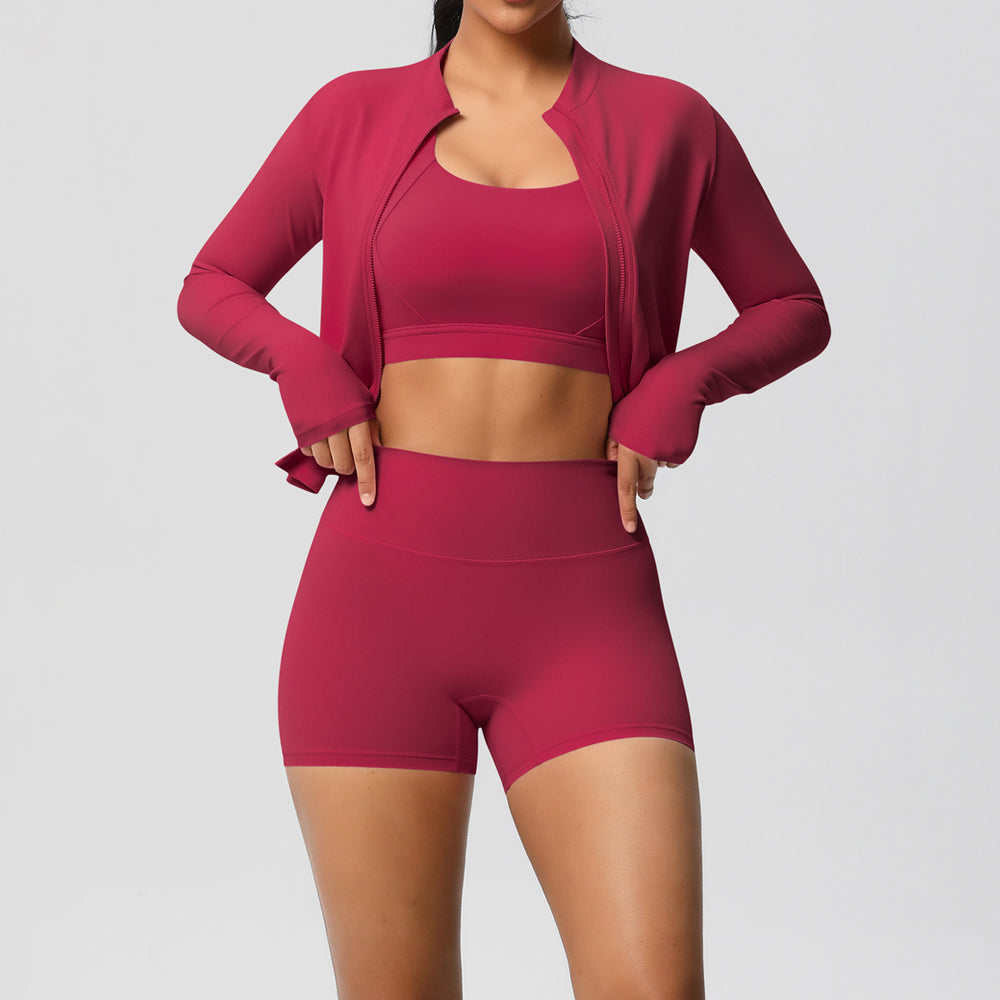 cloud-feeling yoga brushed bra sports outwearcasual pilates running fitness yoga clothes three-piece set