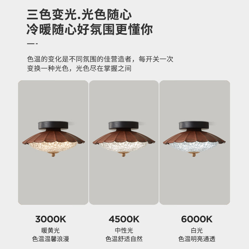 Vintage corridor aisle light Japanese-style cloakroom entrance entrance light medieval walnut pattern balcony ceiling light lamp