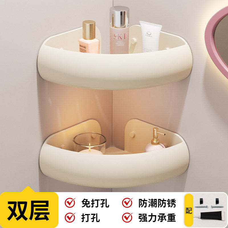 High-style bathroom storage rack, no-drill installation, bathroom triangle basket, toilet vanity wall-mounted organizer, corner shelf