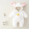 Newborn baby girl autumn/winter fleece-lined cute romper - warm, cozy, and trendy for lounging and outings